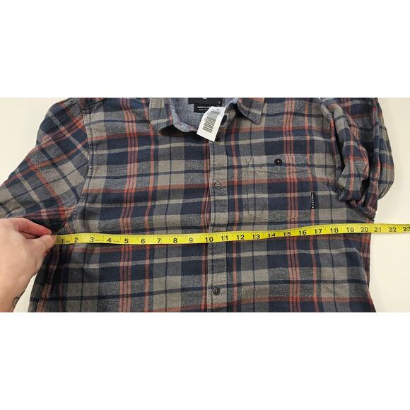 NWT Billabong sz L ( slim fit) plaid flannel lumberjack light y2k 90s blue NEW - Picture 7 of 7